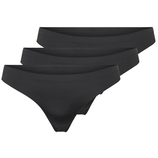 ONLY Damen String Slips Nahtlos | 3-er Pack Low Rise Taillen Tangas | Unterwäsche Höschen ONLTRACY, Farben:Schwarz, Größe:XS