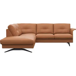 FLEXLUX Ecksofa »Glow, super bequem durch hochwertigem Sitzaufbau mit Federkern, L-Form«, Modernes skandinavisches Design FLEXLUX Modern Cognac Brown