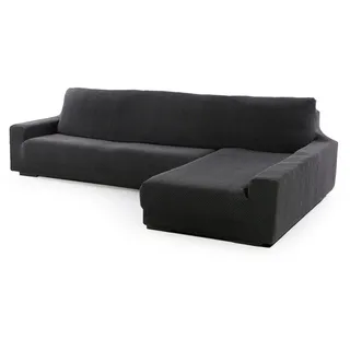 SOFASKINS® super elastischer Chaise Longue überzug, Sofabezug rechte Lange Armlehne, Sofa überzug atmungsaktiv, bequem und langlebig, Kompatible Abmessungen des Sofas (210-340 cm), Farbe dunkelgrau