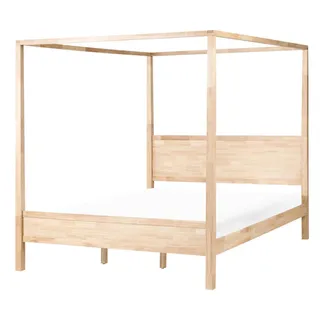 Beliani Himmelbett 180/200 cm Hellbraun Hauterives , Holz , 180x200 cm , Schlafzimmer, Betten