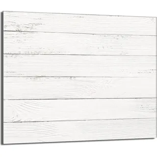Herdabdeckplatte 60x52 Glaskeramikkochfeld Abdeckung Spritzschutz Glasplatte Deko Schneidebrett, Holz Weiß