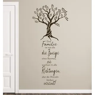 tjapalo® pk283 Sprüche Wandtattoo Familie ist wie die Zweige eines Baumes Wandaufkleber wandtattoo wohnzimmer spruch familie, Farbe: Schwarz, Größe: H100xB44cm