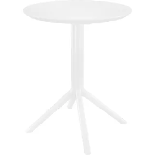 CLP Gartentisch rund Kunststoff weiß , Weiß , Rund , 60x74x60 cm , Gartenmöbel, Gartentische