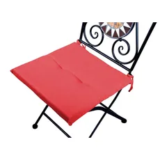 VERDELOOK Quadratisches, schmutzabweisendes Stuhlkissen mit Bändern für bequemes Sitzen, rot