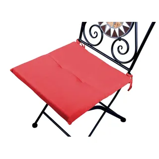 VERDELOOK Quadratisches, schmutzabweisendes Stuhlkissen mit Bändern für bequemes Sitzen, rot