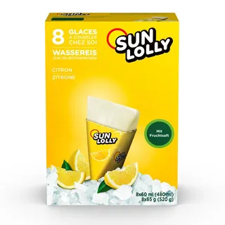 Sun Lolly Wassereis zum Selbsteinfrieren mit Zitronengeschmack 8er