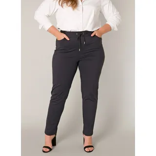Stoffhose BASE LEVEL CURVY "Liana", Damen, Gr. 58/60, Länge 30, schwarz, Web, Obermaterial: 75% Polyamid, 25% Elasthan, unifarben, lang, Hosen Stoffhose, Sommerhose mit Stretch und Kordelzug, im Jeggings-Style