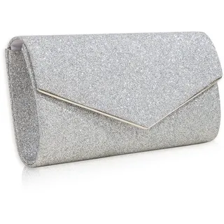 CORIOS Abendtasche Damen Kette Clutch Bag Glitzer Henkeltasche Hochzeit Brautbörse Glänzend Schultertasche Elegante Umhängetasche Klein Tasche für Hochzeit Abschlussball Bankett-Party Silber