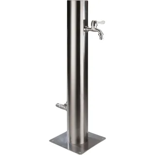 UPP Wasserzapfsäule aus rostfreiem Edelstahl inklusive 2 Auslaufhähnen, verdeckte Wasserzuleitung - Wasserzapfstelle, Brunnen, einfache Installation - 75 cm