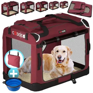 CADOCA Hundebox faltbar XXXL 101 x 70 x 70 cm Dunkelrot