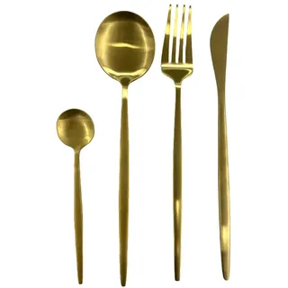 HOME DECO FACTORY, KA0592, 24-Piece Gold Cutlery Set, elegant and Durable in Stainless Steel, ideal for All Occasions, Easy to Maintain, Perfect as a Gift Size: 24 Pieces, Gold