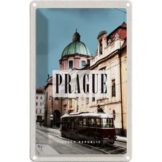 Blechschild 20x30 cm - Prague Prag Straßenbahn Tschechien