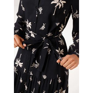 Maxikleid ANISTON CASUAL, Damen, Gr. 44, N-Gr, schwarz-weiß (schwarz, beige), Web, Obermaterial: 100% Viskose, bedruckt, figurumspielend knöchelfrei, 1-Knopf-Manschette, Kleider Maxikleid, mit Palmen bedruckt - jedes Teil ein Unikat