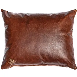 Centaur - Deko Lederkissen 50 x 40 cm für Sofa oder Schlafzimmer nussbraun - Echt Leder Kissen Echtleder Sofakissen Lederoptik