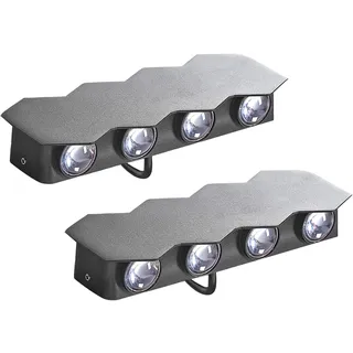 Beliani Außenwandleuchte 2er Set Aluminium und Glas 21 cm inkl. LED schwarz