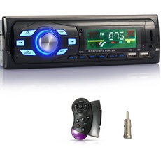 iFreGo Autoradio mit Bluetooth Freisprecheinrichtung, Bluetooth 1 Din Radio USB/TF/MP3 Player/AUX in, FM Radio mit Lenkradfernbedienung/Fernbedienung,RDS, Schnellladefunktion,60W*4,Antenna Adapter
