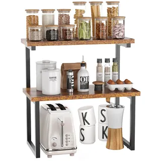 IBUYKE Gewürzregal mit 2 Ebenen, Stehend Küchenregal Gewürzregal, Küchen-Organizer Gewürzständer, Schreibtisch Organizer, für Küche, Esszimmer, Büro TLJ001H