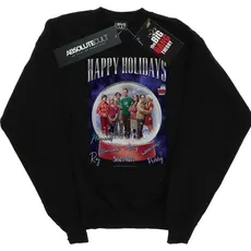 Dam, Herren, Pullover, Happy Holidays Sweatshirt aus Baumwolle, Schwarz, (S)