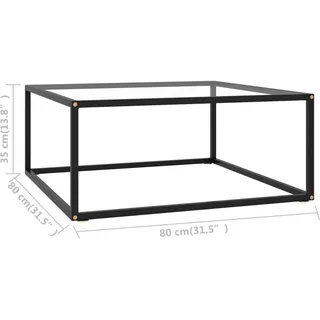 vidaXL Couchtisch Schwarz mit Hartglas 80x80x35 cm