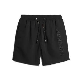 Superdry für Herren. M3010227A Hochwertiger schwarzer bestickter Badeanzug (L), Strandbekleidung, Nachhaltig, Recyceltes Polyester