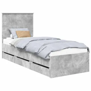 vidaXL Bettrahmen mit Kopfteil Beton Grau 75 x 190 cm Ingenieurs Holz - Grau
