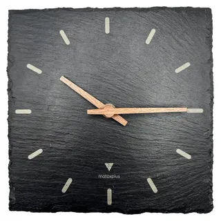 Wanduhr aus echtem Schiefer - Geräuschlos und quadratisch - 20x20 cm