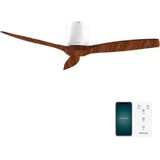 Cecotec - Deckenventilatoren EnergySilence Aero 5500 Aqua WhiteDarkWood Connected, DC 40 W Motor, Wi-Fi-Steuerung, Innen- und Außengebrauch, 3 Flügel, 6 Geschwindigkeiten, Weißdunkelholz