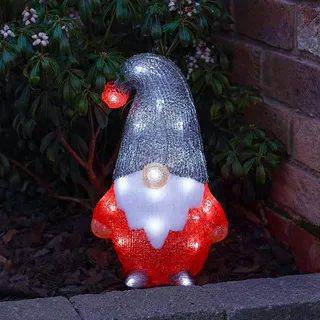 Festive Lights 30cm LED Weihnachtsfigur aus Acryl Wichtel weiße LEDs batteriebetrieben Beleuchtung mit Timer Dekoration Weihnachten Deko Außen (Wichtel)