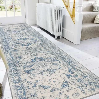 Famibay Teppich Läufer Flur rutschfest Teppichläufer Flur 80x300cm Waschbar Flurläufer Lang Vintage Teppich Flur Küchenläufer für Flur Küche Schlafzimmer Wohnzimmer