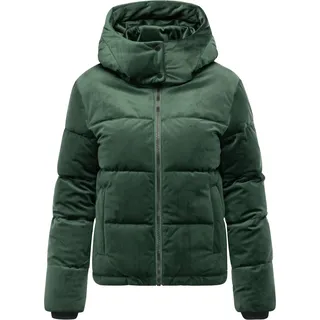 Ragwear Steppjacke "Steppjacke Roobie Velvet YOUMODO" mit Kapuze Gesteppte Teddyjacke in Samtoptik mit Kapuze, pine grün