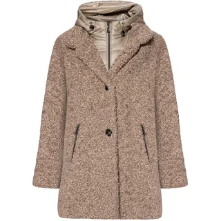 Plüschjacke AMBER & JUNE "Plüschjacke mit abnehmbarem Westenteil", Damen, Gr. 42, braun, Obermaterial: 100% Polyester PES., Jacken Plüschjacke