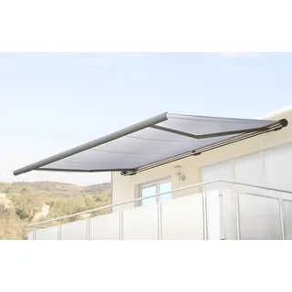 Elektrische Kassettenmarkise T122, Markise Vollkassette 4x3m Acryl Creme, Rahmen grau - Beige