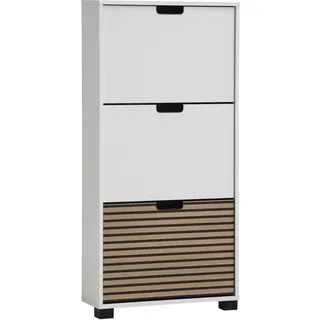 Schildmeyer Schuhschrank Schuhkipper Ryker 160032, Mattweiß/Akustikpaneel Optik, 59,8 x 19,5 x 124 cm