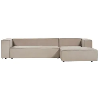 Beliani Ecksofa Taupe Samt L-förmig 3-Sitzer Sofa mit Chaiselongue Linksseitig Wohnzimmermöbel Modern Wohnzimmer Ausstattung Wohnecke Sitzecke - Beige