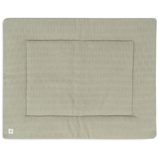 Jollein Krabbeldecke für Baby - Grain Knit, Olive Green - Laufgittereinlage - 75x95 cm - Spieldecke Baby - Olivgrün