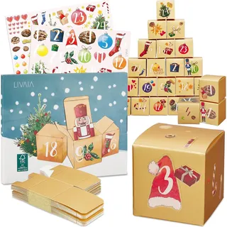 DIY Adventskalender Set: 24 Goldene Papiertüten - Gold
