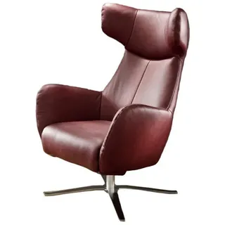 KAWOLA Drehsessel Randy Leder 79 x 117 x 96 cm Rot/Weiß mit Wippfunktion