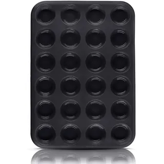 Belmalia Muffinblech aus Silikon für 24 Mini Muffins, antihaftbeschichtet, Cupcakes, Brownies, Kuchen, Pudding, Muffinform Schwarz