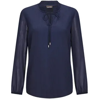 GOLDNER Chiffonbluse »Kurzgröße Elegante Jersey-Bluse mit Rundhals«, blau