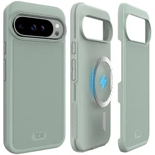 TUDIA MergeGrip kompatibel für Google Pixel 9 Pro XL Hülle 2024, [MagSafe-kompatibel] Schlanke Doppellagige Erhöhte Kante rutschfest Magnetisch [eingebauter Magnet] Militärqualität - Grüne Lilie