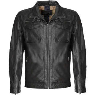 Bikerjacke JCC "Lederjacke 31020345", Herren, Gr. 52, schwarz, Obermaterial: 100% Lammnappaleder LANA. Futter: 100% Polyester PES., Jacken Bikerjacke