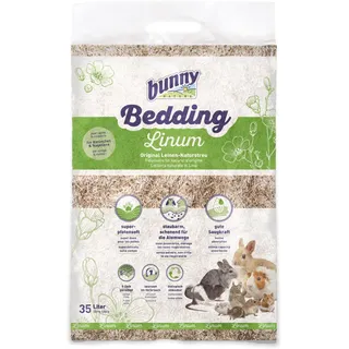 bunnyNature Bedding Linum 35l | Natur-Leinenstreu | Komfort & Hygiene für Haustiere | Umweltfreundlich & Geruchskontrolle | Bis zu 14 Tage Trockenheit | Staubarm | Gute Saugkraft