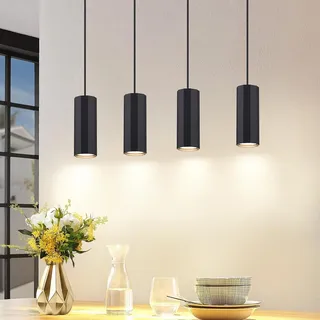 Glitzerlife Hängelampe Esstisch Esszimmerlampe 4 Flammig - Pendelleuchte Schwarz Küche Industrial Hängeleuchte GU10 Hängend Modern für Esszimmer Küche Schlafzimmer