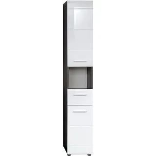trendteam Line Hochschrank 30 x 182 x 31 cm Grau/Weiß Hochglanz Holz