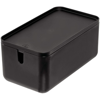 iDesign Cade BPA-Free Plastic Toilet Paper Storage Bin with Lid, 11.88" x 6.38" x 5.75", Matte Black