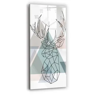 Wallfluent Wanduhr – Stilles Quarzuhrwerk - Uhr Dekoration Wohnzimmer Schlafzimmer Küche - Zifferblatt - weiße Zeiger - 30x60 cm - Rentier skandinavischer Stil - Schwarz