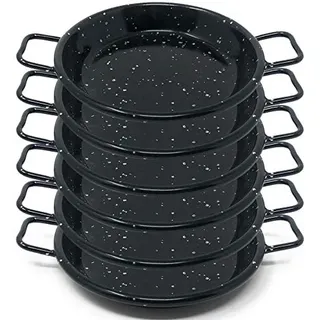 Menax - Paella Pfanne Mini - Stahl Antihaftbeschichtet - Schwarz - Set 6 - Ø 10 cm - 1 Portionen