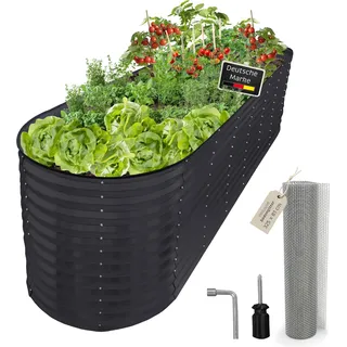 Hochbeet Metall oval 320x80x78cm anthrazit, Pflanzbeet wetterfest, Gartenbeet - Grau