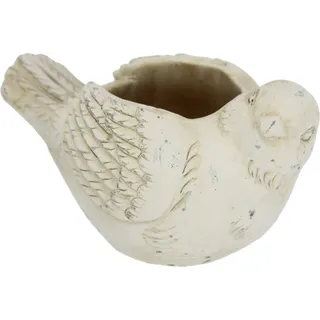 I.GE.A. Pflanzkübel »Zement-Pflanztopf Vogel« Kübel Blumenkübel Pflanzgefäß für Sukkulenten Gartendeko Terrassendeko, beige