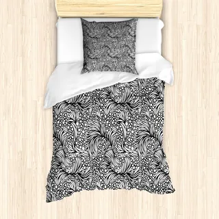 ABAKUHAUS Schwarz und weiß Mantele, Formen und Punkte, Milbensicher Allergiker geeignet mit Kissenbezügen, 135 cm x 200 cm - 80 x 80 cm, Schwarz-Weiss - Weiß